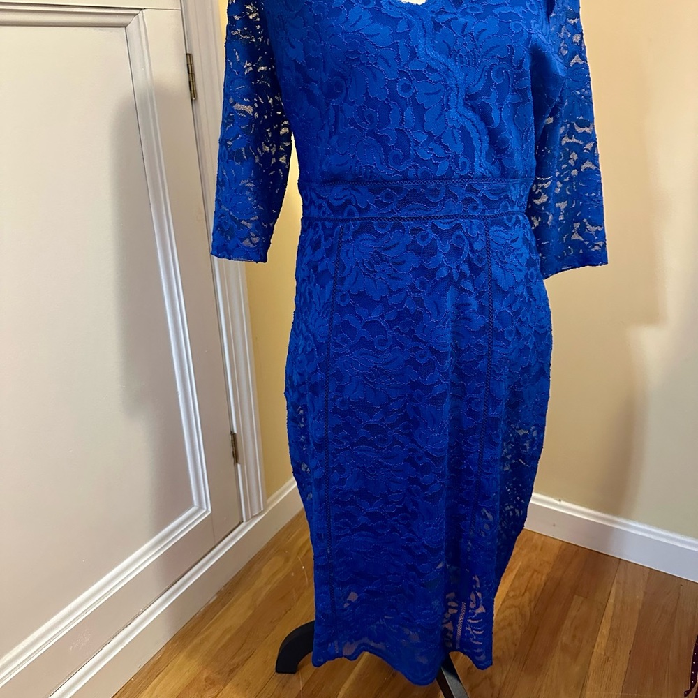 Beautiful rich blue dress for special occasions, weddings, holidays.